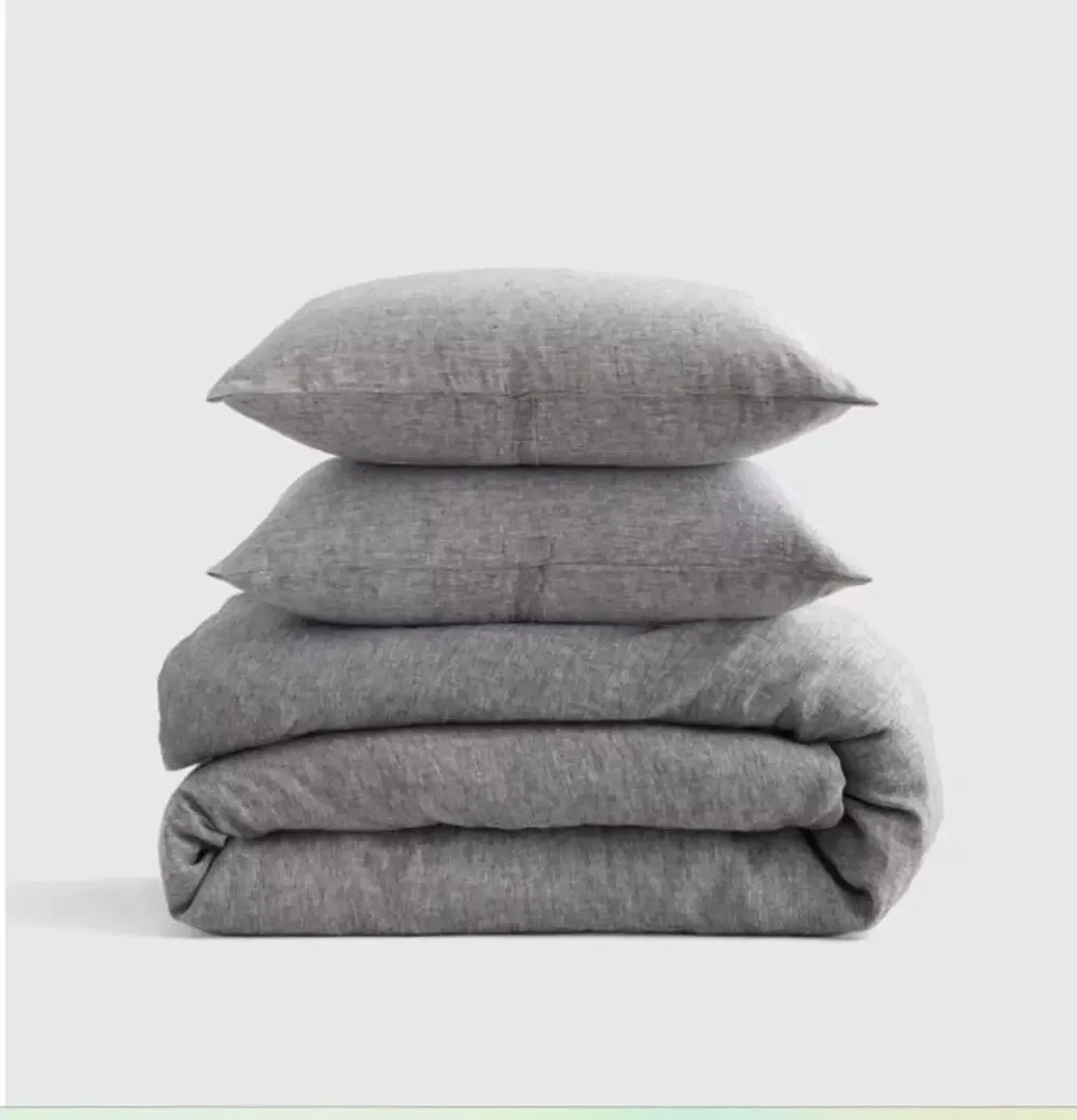 NEW Quince European Linen Duvet Cover + Shams Charcoal Chambray KING CALIF KING